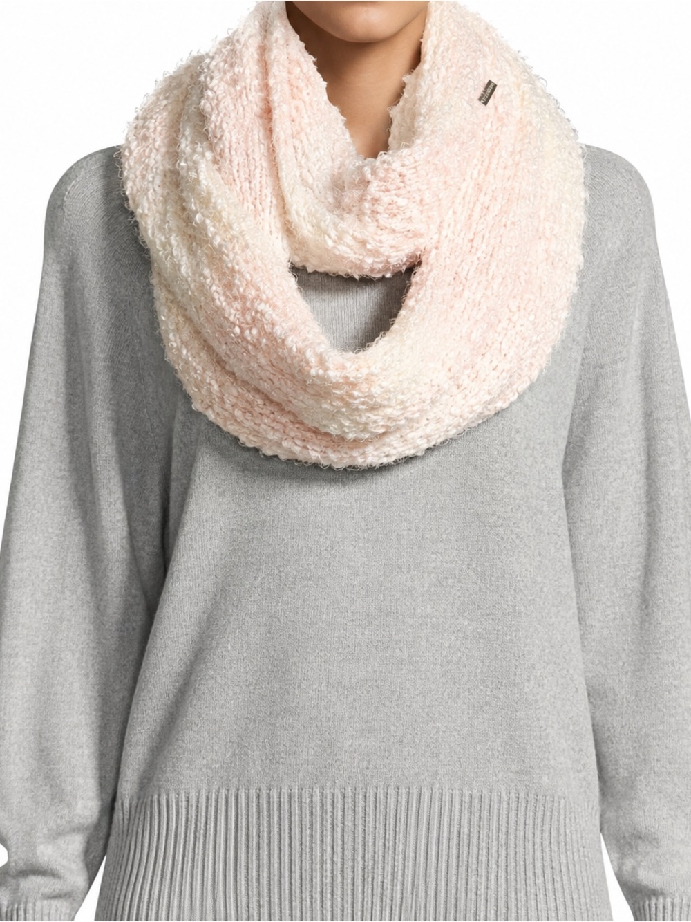 Karl Lagerfeld Paris Blush Pink Ivory Ombré Chunky Knit Infinity Scarf Cozy